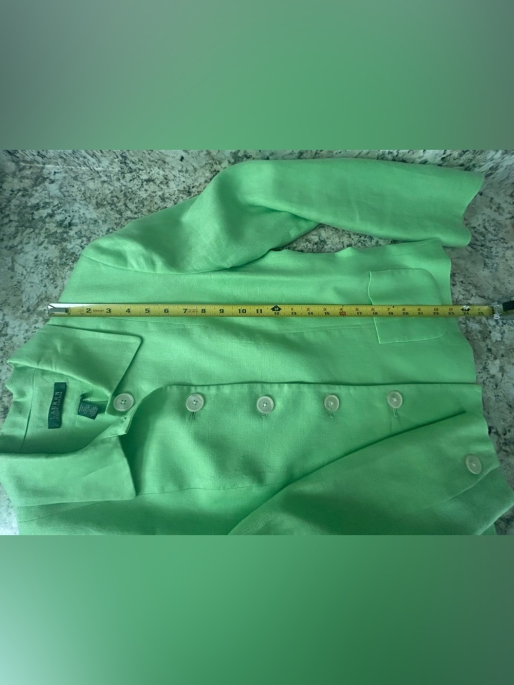 Vintage Y2K Lauren Ralph Lauren Green Linen Button-Front Blazer Jacket Size 10 - Picture 11 of 11